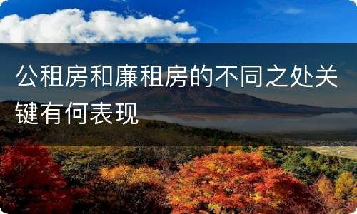 公租房和廉租房的不同之处关键有何表现