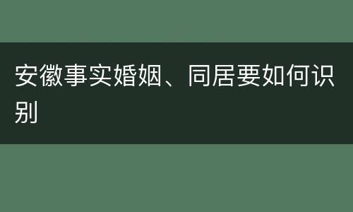 安徽事实婚姻、同居要如何识别