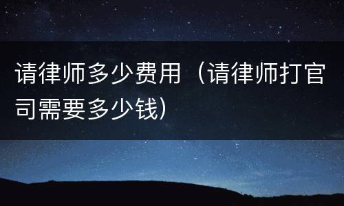 请律师多少费用（请律师打官司需要多少钱）