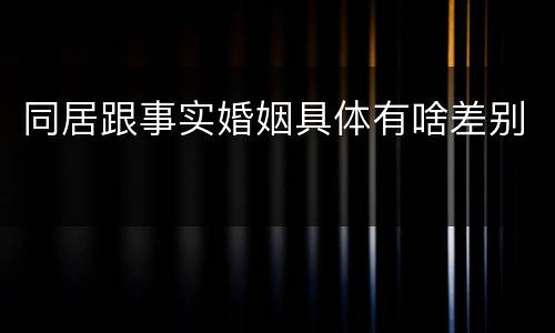 同居跟事实婚姻具体有啥差别