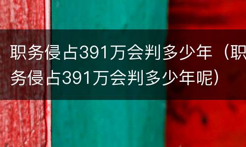 职务侵占391万会判多少年（职务侵占391万会判多少年呢）