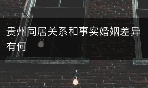 贵州同居关系和事实婚姻差异有何