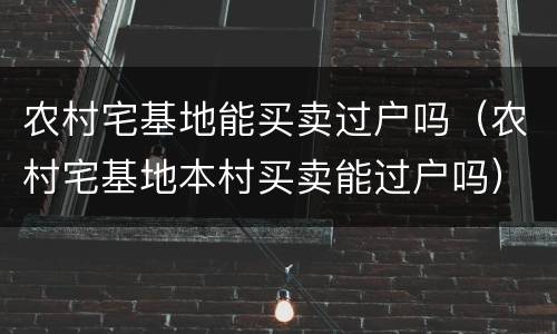 农村宅基地能买卖过户吗（农村宅基地本村买卖能过户吗）