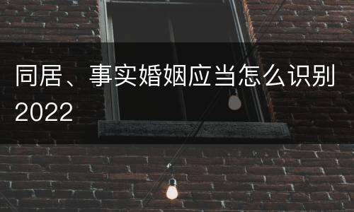 同居、事实婚姻应当怎么识别2022