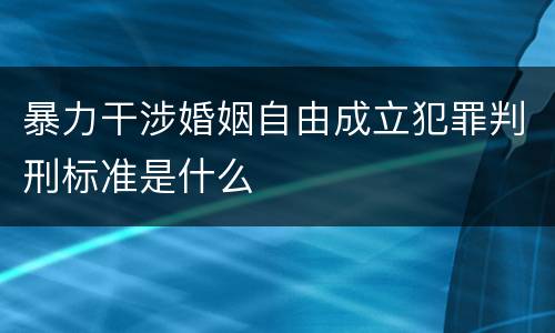 暴力干涉婚姻自由成立犯罪判刑标准是什么