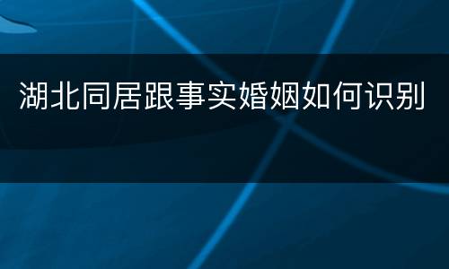 湖北同居跟事实婚姻如何识别