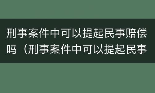刑事案件中可以提起民事赔偿吗（刑事案件中可以提起民事赔偿吗法律规定）