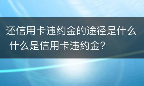 还信用卡违约金的途径是什么 什么是信用卡违约金?