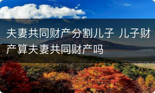 夫妻共同财产分割儿子 儿子财产算夫妻共同财产吗