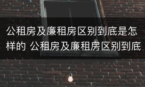 公租房及廉租房区别到底是怎样的 公租房及廉租房区别到底是怎样的房子
