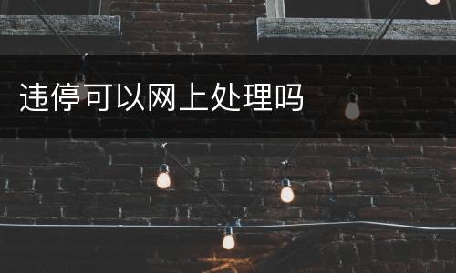 违停可以网上处理吗