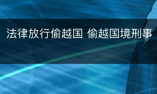 法律放行偷越国 偷越国境刑事