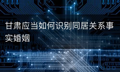 甘肃应当如何识别同居关系事实婚姻