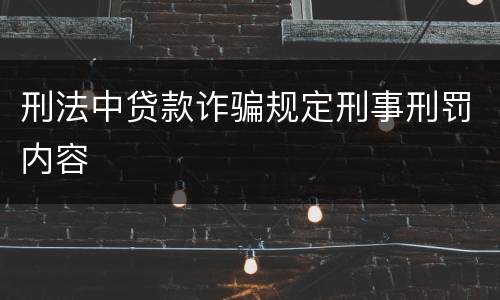 刑法中贷款诈骗规定刑事刑罚内容