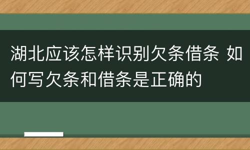 湖北应该怎样识别欠条借条 如何写欠条和借条是正确的