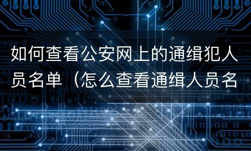 如何查看公安网上的通缉犯人员名单（怎么查看通缉人员名单）
