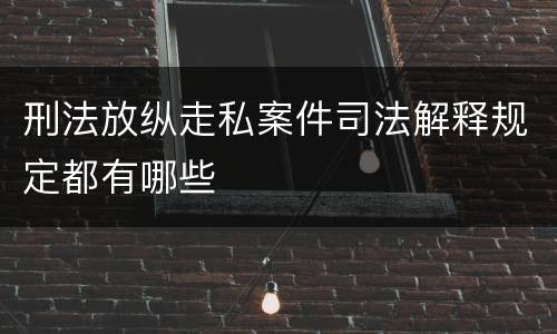 刑法放纵走私案件司法解释规定都有哪些