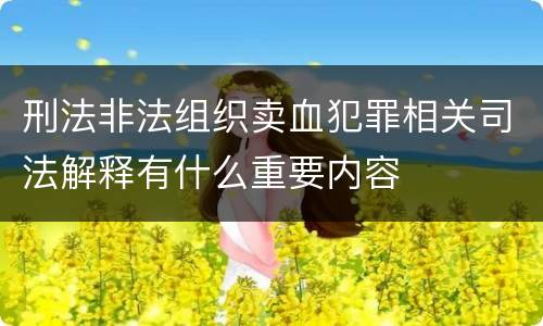 刑法非法组织卖血犯罪相关司法解释有什么重要内容
