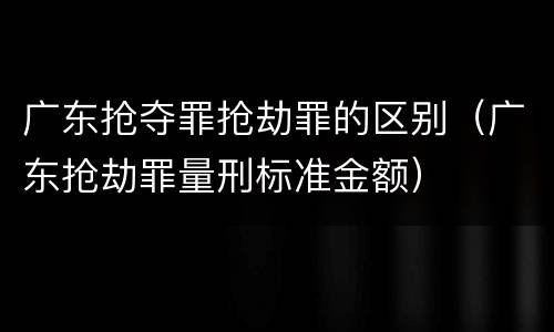 广东抢夺罪抢劫罪的区别（广东抢劫罪量刑标准金额）