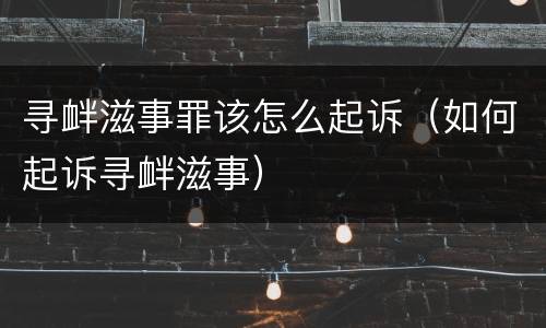 寻衅滋事罪该怎么起诉(如何起诉寻衅滋事)
