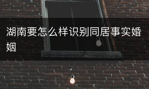 湖南要怎么样识别同居事实婚姻