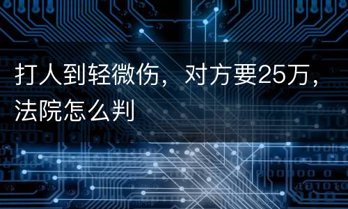 打人到轻微伤，对方要25万，法院怎么判
