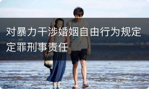 对暴力干涉婚姻自由行为规定定罪刑事责任