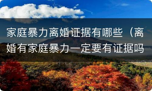 家庭暴力离婚证据有哪些（离婚有家庭暴力一定要有证据吗）