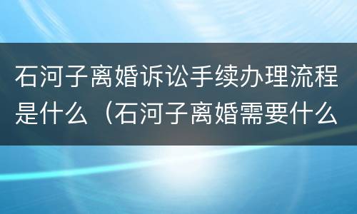 石河子离婚诉讼手续办理流程是什么（石河子离婚需要什么手续）