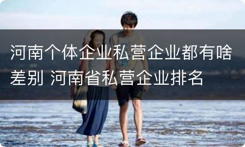 河南个体企业私营企业都有啥差别 河南省私营企业排名