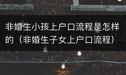 非婚生小孩上户口流程是怎样的（非婚生子女上户口流程）