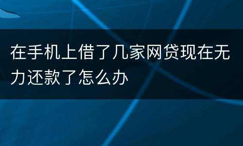 在手机上借了几家网贷现在无力还款了怎么办