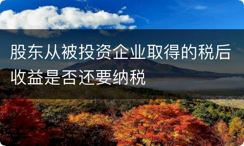 股东从被投资企业取得的税后收益是否还要纳税