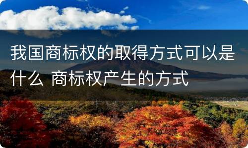 我国商标权的取得方式可以是什么 商标权产生的方式