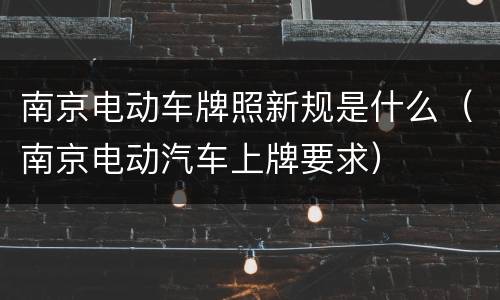 南京电动车牌照新规是什么（南京电动汽车上牌要求）
