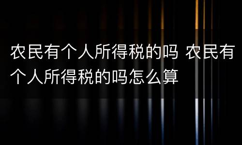 农民有个人所得税的吗 农民有个人所得税的吗怎么算