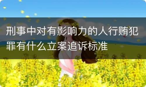 刑事中对有影响力的人行贿犯罪有什么立案追诉标准