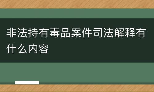 非法持有毒品案件司法解释有什么内容