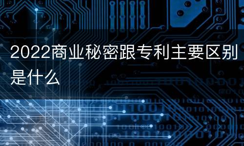2022商业秘密跟专利主要区别是什么