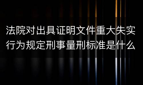 法院对出具证明文件重大失实行为规定刑事量刑标准是什么