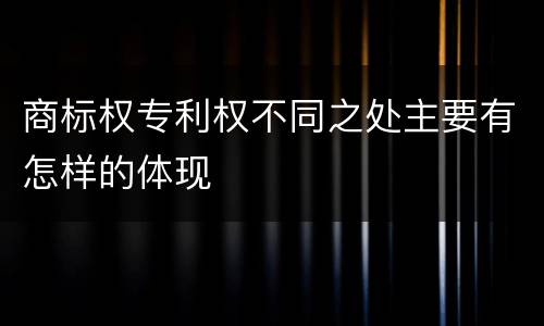 商标权专利权不同之处主要有怎样的体现