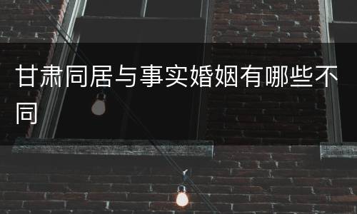 甘肃同居与事实婚姻有哪些不同
