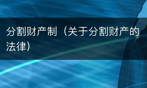 分割财产制（关于分割财产的法律）