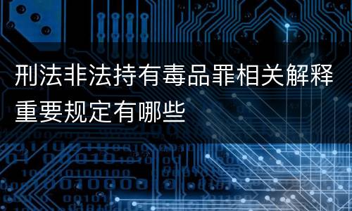 刑法非法持有毒品罪相关解释重要规定有哪些