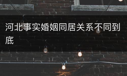河北事实婚姻同居关系不同到底