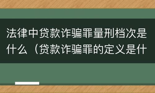 法律中贷款诈骗罪量刑档次是什么（贷款诈骗罪的定义是什么）
