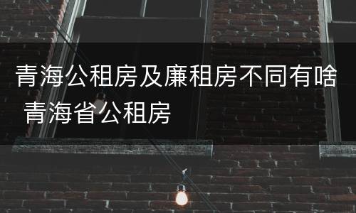 青海公租房及廉租房不同有啥 青海省公租房