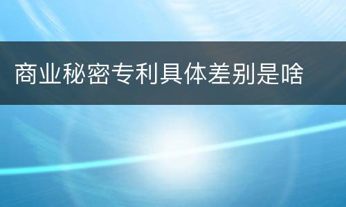 商业秘密专利具体差别是啥