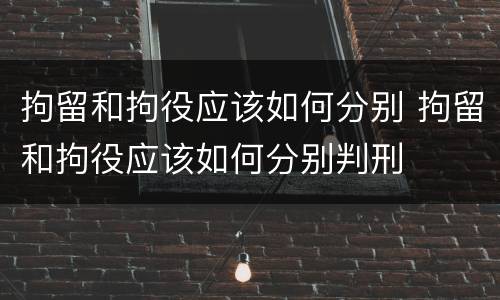 拘留和拘役应该如何分别 拘留和拘役应该如何分别判刑