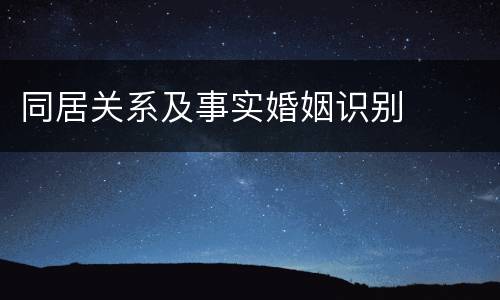 同居关系及事实婚姻识别